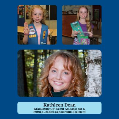 Kathleen Dean as a Daisy and Brownie Girl Scout and her senior picture