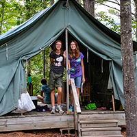 girls in a tent at camp natarswi