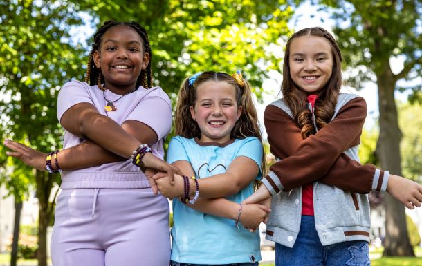 three girls in friendship circle