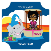adult volunteer personalized patch with avatar in boat and elephant in the water