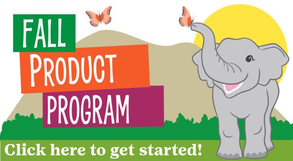 elephant clip art with fall product program text