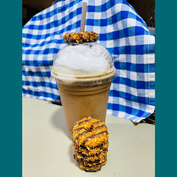 caramel, chocolate, coconut latte