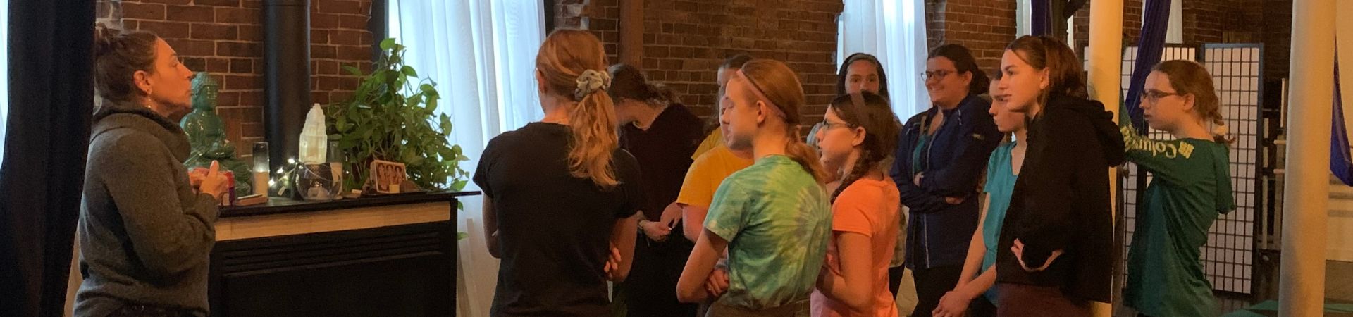  group of girls from troop 612 at a yoga retreat 