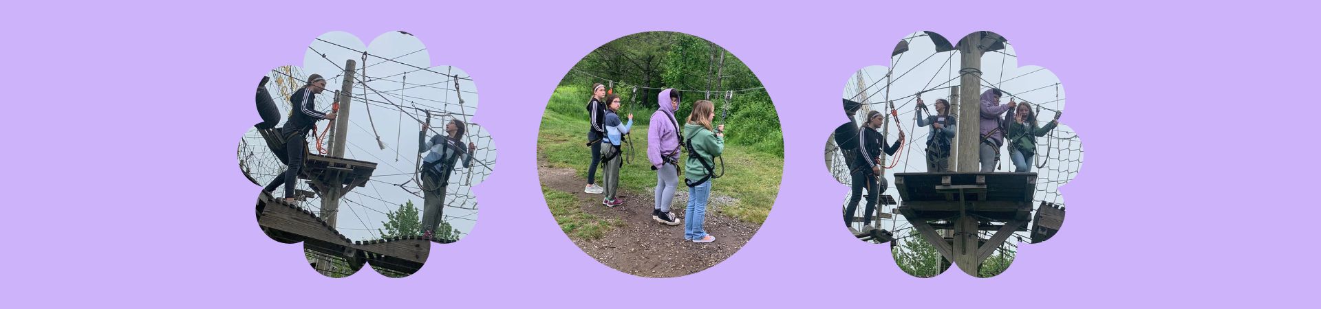 3 pictures of Girl Scouts from Troop 612 at Monkey C Monkey Do