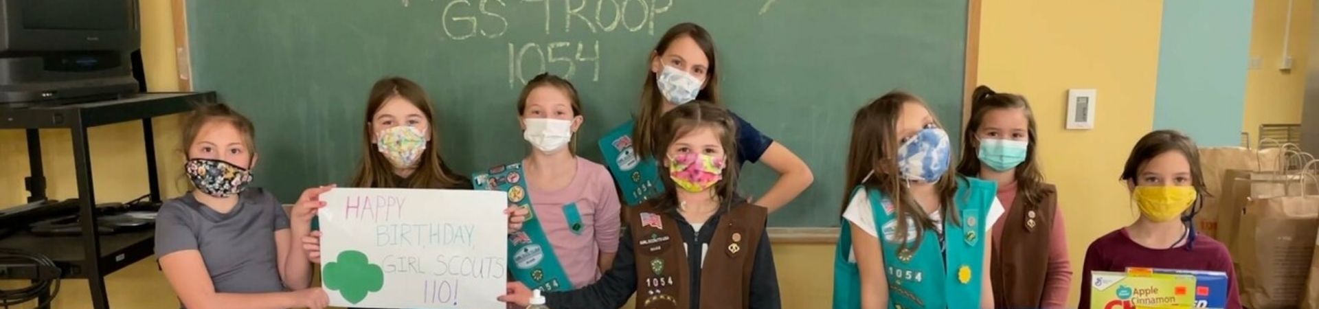  Troop 1054 standing with their food donations 