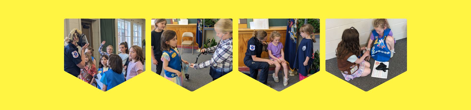  Daisies and Brownies from Troop 1312 getting first aid training 