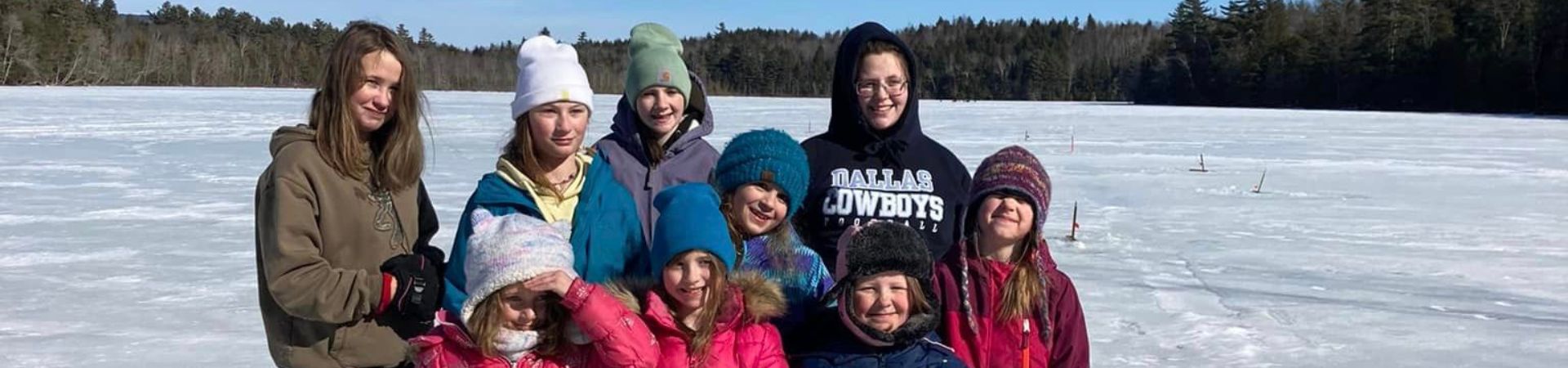  Group of Girl Scouts from troop 2096 out on the frozen pond 
