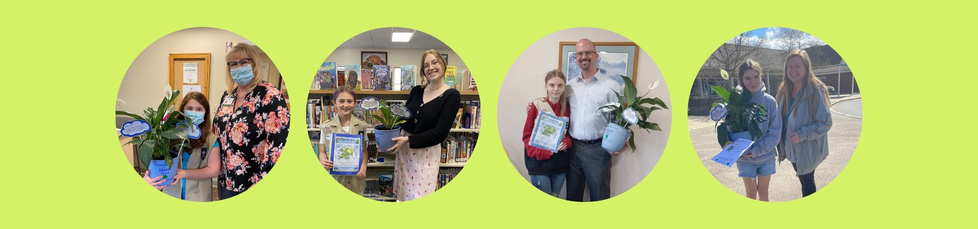  Girl Scouts dropping off their plants at local businesses 