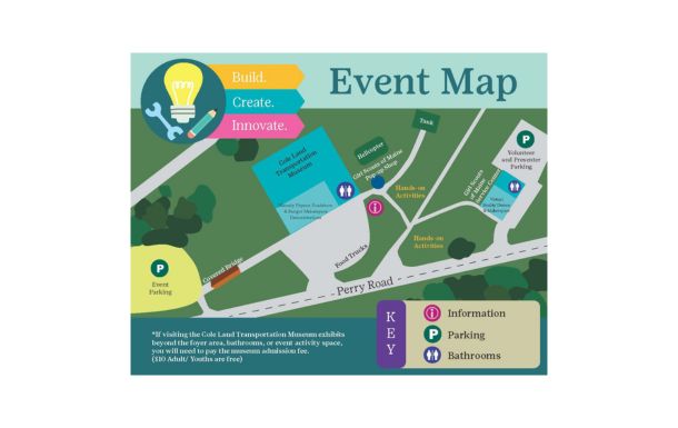 map of cole land transportation museum and gsme bangor service center