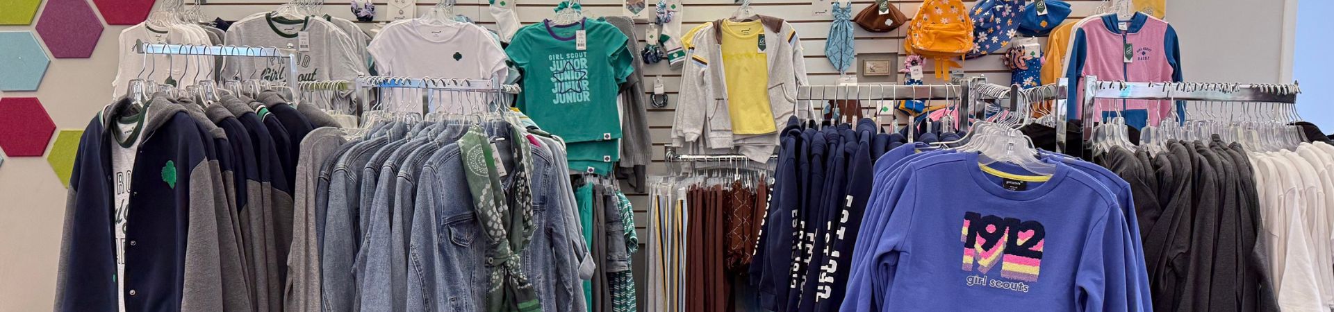  Girl Scout merchandise displayed in our South Portland Shop 