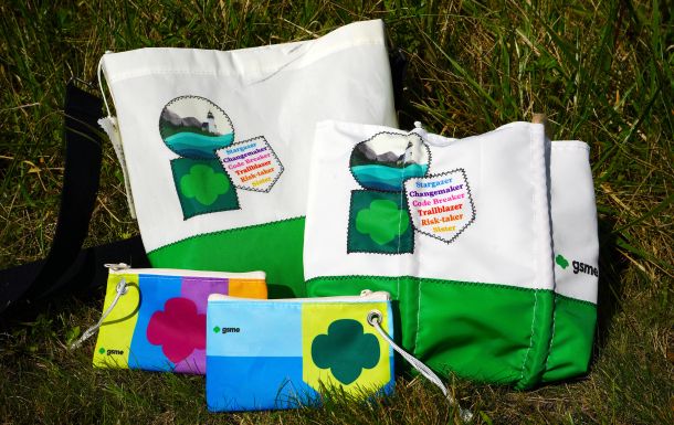 sea bags tote, crossbody bag, and wristlets