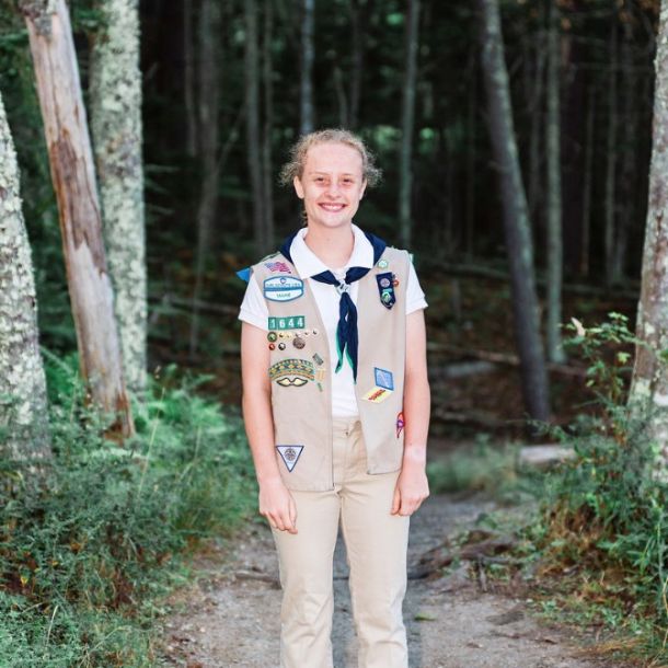 Picture of Adeline in her Girl Scout uniform